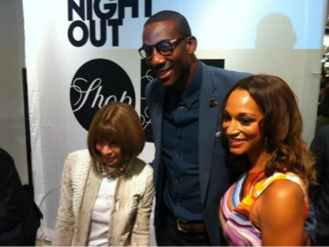 Amar'e Stoudemire with Anna Wintour at Saks Fifht Avenue on Fashion's Night Out, Sept. 6, 2012. 