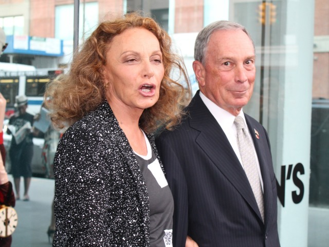 Mayor Michael Bloomberg with Diane von Furstenberg at her boutique in the Meatpacking District for Fashion's Night Out. 