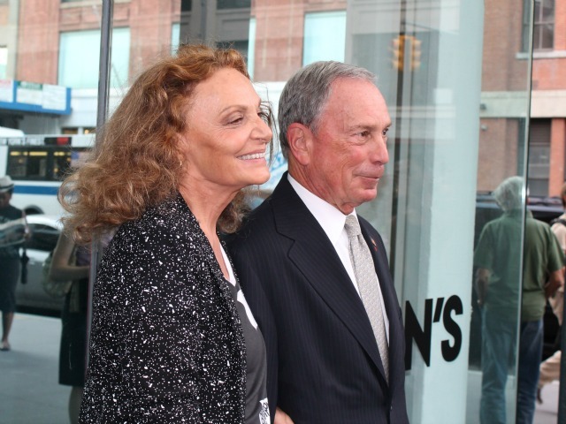 Mayor Michael Bloomberg with Diane von Furstenberg at her boutique in the Meatpacking District for Fashion's Night Out. 