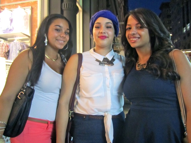 Amanda Moran, Pearl Estrella and Clariznex Guzman of the Bronx, all 20, said SoHo was the place to be for Fashion's Night Out 2012, on Sept. 6, 2012. 