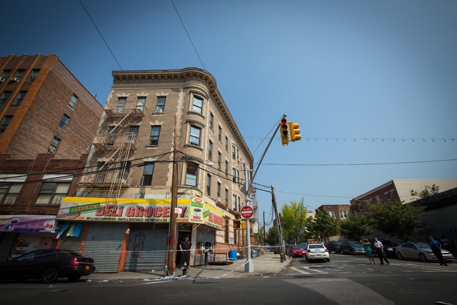 Aneurys Deli, where bodega worker Reynaldo Cuevas, 20, was fleeing a robbery and was shot by a cop whose service weapon went off on September 7, 2012.