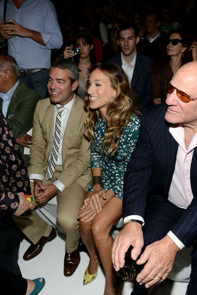 Andy Cohen, Sarah Jessica Parker and Barry Diller in the front row at the Diane von Furstenberg show at the Lincoln Center Tents, Sunday, September 9, 2012.