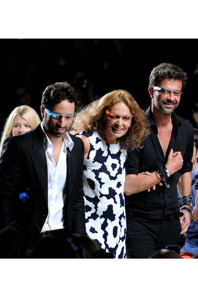 Sergey Brin, Diane vone Furstenberg, and Yvan Mispelaere taking their bow in 