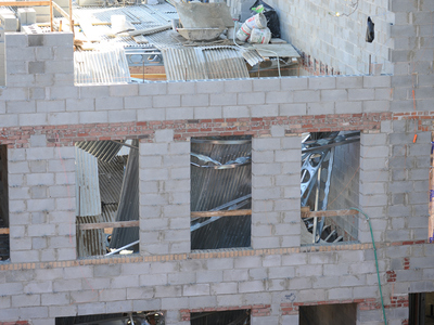 The scene of an interior collapse at a construction site at 214 Carlton Avenue in Brooklyn on Monday September 10th, 2012. Five people were injured.