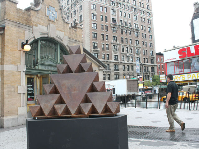 A bronze sculpture outside the 72nd Street subway station on Broadway puzzled passerby. 