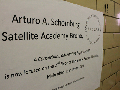 A new sign in Schomburg Satellite Academy.
