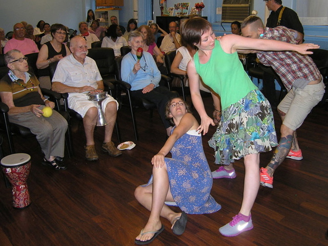 The New York Memory Center hosts a monthly free event where Alzheimer's patients do creative projects like dancing and singing.