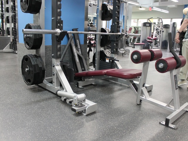 A bench at the new McBurney YMCA strength training center.