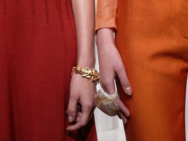 Mirano's  bold accessories were designed by Adina Mills.