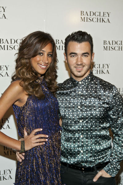 Danielle and Kevin Jonas at the Badgley Mischka show at the Lincoln Center Tents, Tuesday, September 11, 2012. 