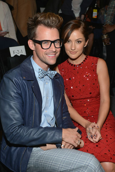 Brad Goreski and Minka Kelly at the Jenny Packham show at the Lincoln Center Tents, Tuesday, September 11, 2012. 