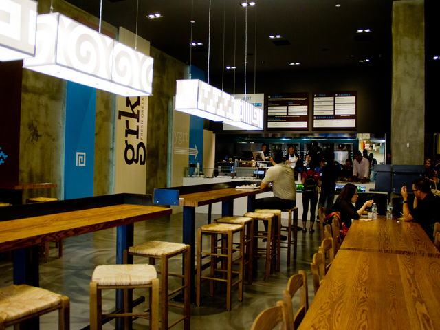 Seating at  GRK Fresh Greek, a new eatery in the Financial District that opened on  Wednesday.