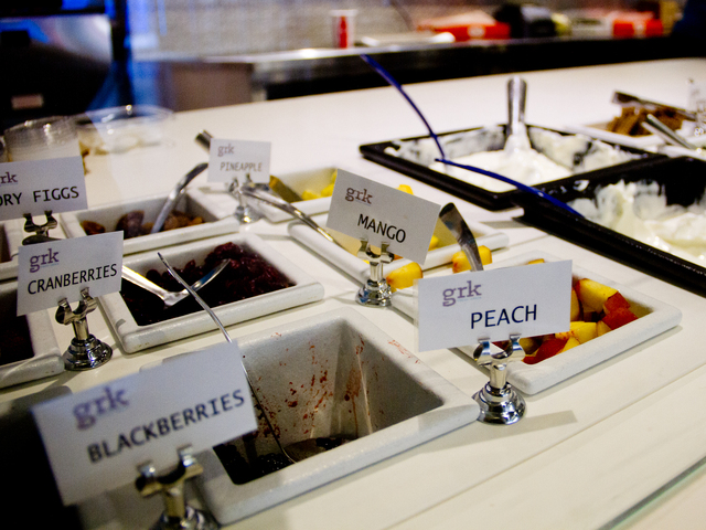 GRK Fresh Yogurt, a new eatery in the Financial District, offers a variety of toppings to put on any cup of plain Greek yogurt. 