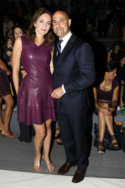 Felicity Blunt and Stanley Tucci at the Nanette Lepore show at the Lincoln Center tents, Wednesday, September 12. 2012. 