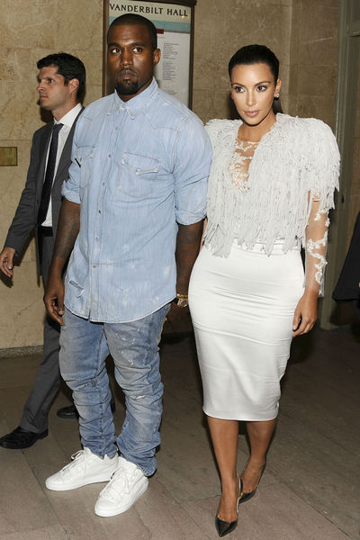 Kanye West and Kim Kardashian at the Marchesa show at Grand Central Station, Wednesday, September 12. 2012. 