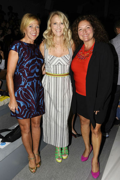 Edie Falco, Nanette Lepore and Aida Turturro at Lepore's show at the Lincoln Center tents, Wednesday, September 12. 2012. 