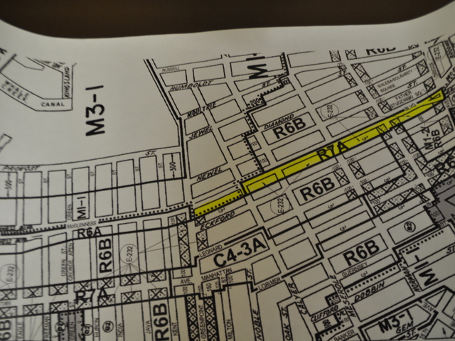 Developers pointed out that the rest of the strip on McGuinness Blvd. was already zoned residential.