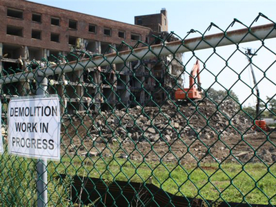 <p>Demolition of a seven story high rise began Thursday, Sept. 13, 2012. It is the first of four buildings that will be demolished over the next several months.</p>
