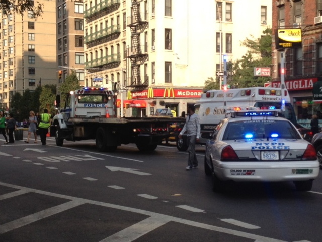 Police blocked traffic after a cab struck a 65-year-old woman on East 69th Street and First Avenue on Sept. 17, 2012.
