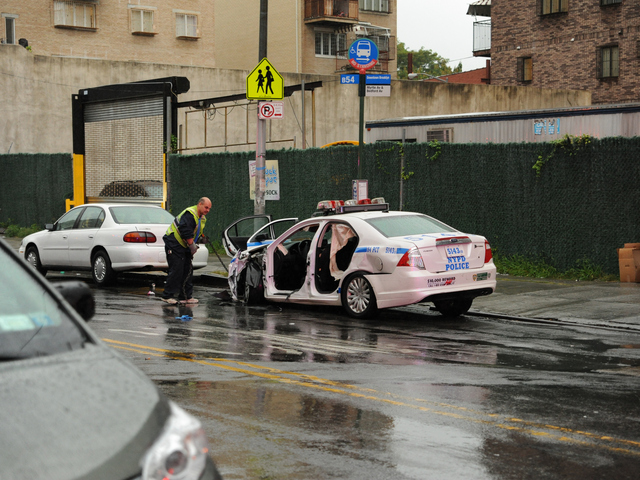 This Police car crashed with a Lexus GS300 at Myrtle and Bedford Avenues on Tuesday September 18th, 2012.