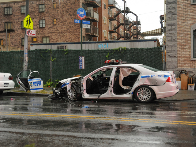 A police vehicle crashed with a Lexus GS300 at Myrtle and Bedford avenues on Tuesday September 18th, 2012.