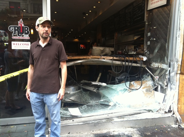 Andrew Fischel, owner of Rub BBQ, after an out-of-control Hummer crashed into the restaurant Sept. 18, 2012. 
