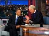 Thrilled Crowd Greets Obama Outside David Letterman Taping