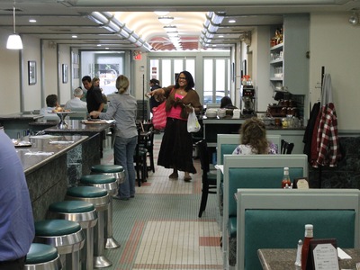 Customers at the Moonrock Diner.