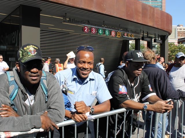 <p>Vincent Miles, center, said he's excited about the opening of the Barclays Center.</p>
