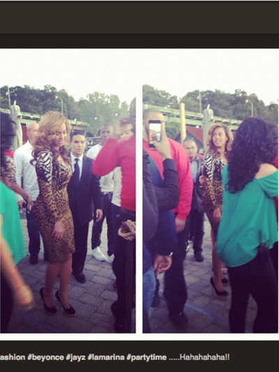 Beyonce wore a leopard print wrap dress to La Marina on Sept. 23, 2012. 