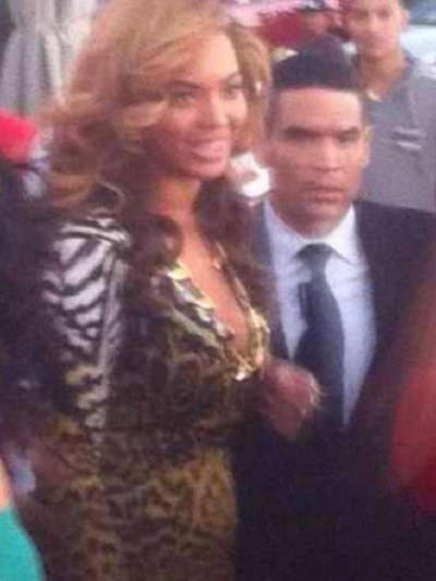Sources said Beyonce wore a Roberto Cavalli dress during her visit to La Marina in Inwood on Sept. 23, 2012. 