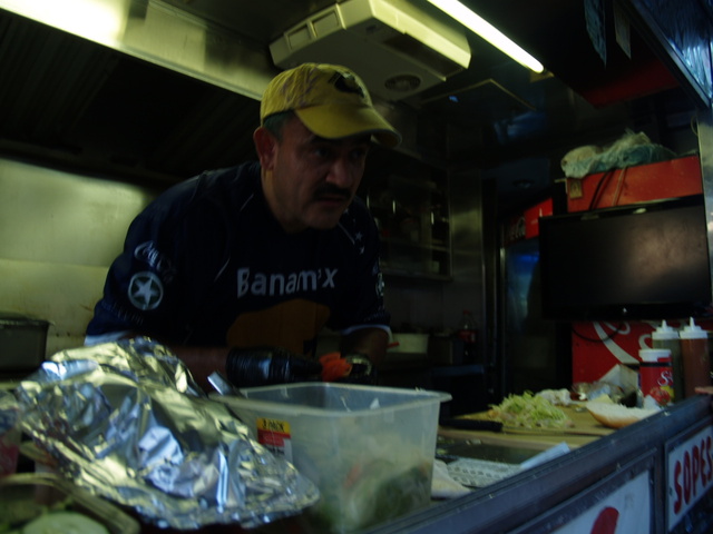 Galdino Molinero mans the Tortas Nezas truck at the Viva La Comida! festival.