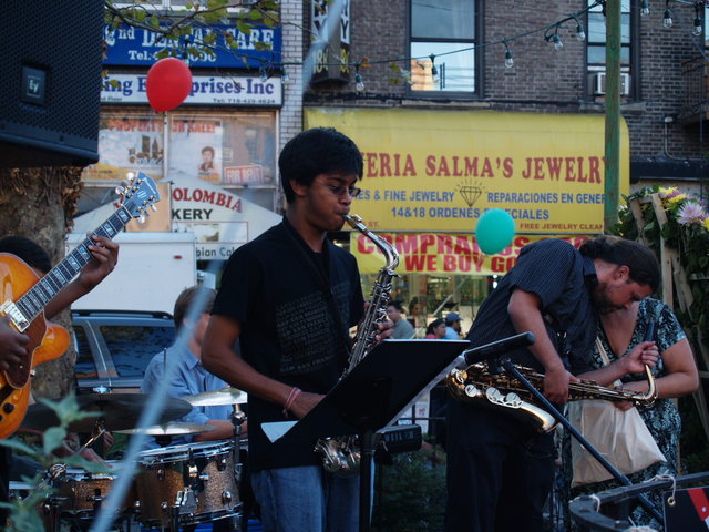 Musicians from the New York Jazz Academy perform at the Viva La Comida! festival.