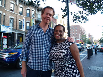 <p>Seth Taylor poses with Councilwoman Julissa Ferreras at the Viva La Comida! festival.</p>
