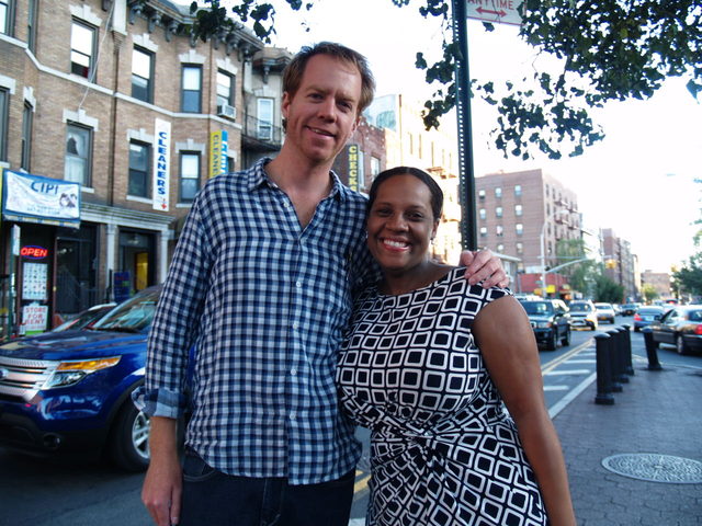 Festival organizer Seth Taylor poses with Councilwoman Julissa Ferreras at the Viva La Comida! festival.