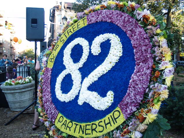 Colombian flower arrangements by Silleteros de Santa Elena adorned Dunningham Triangle triangle at the Viva La Comida! festival.