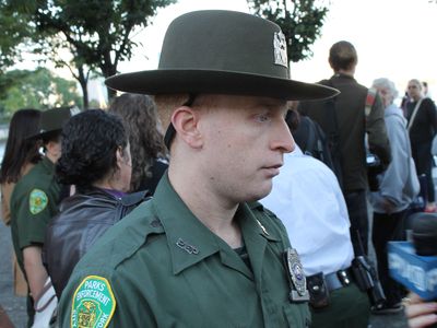 <p>Park Officer Daniel Murphy helped tend to a rape victim at Hudson River Park Saturday, Sept. 22, 2012.</p>
