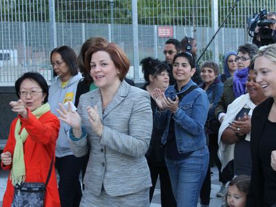 <p>City Council Speaker Christine Quinn and Councilwoman Margaret Chin attended a march through Hudson River Park where a woman was raped Saturday, Sept. 22, 2012.</p>
