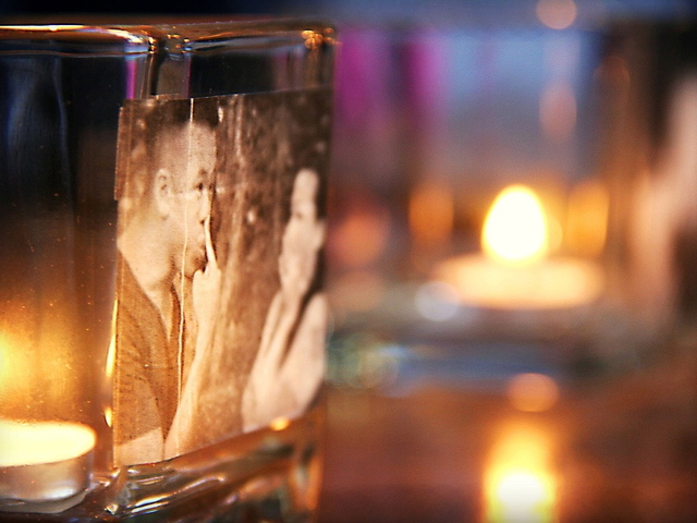 Daniel Chan decorated the Mudspot Cafe on East 9th Street with images of him and his now-fiancee in front of candles. 