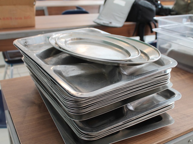 Meals will be served on a military-style trays.