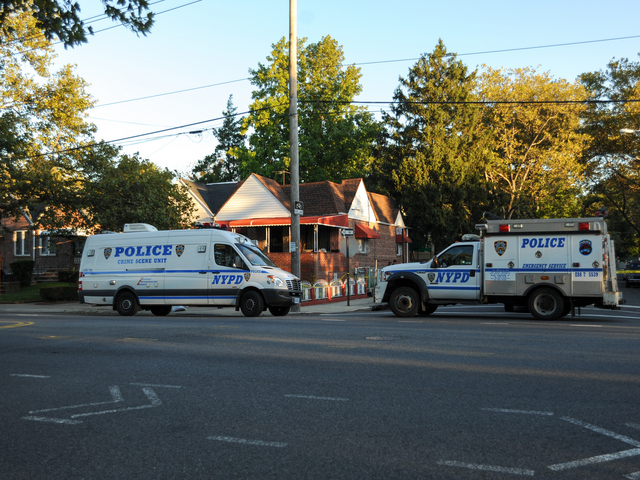 Police at the scene of a fatal shooting in Brooklyn on Tuesday September 25th, 2012.