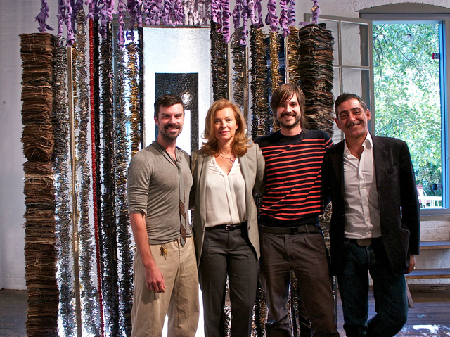 First Lady of France Madame Valerie Trierweiler with artists Steven Ladd, William Ladd, and the center's director Lucien Zayan.