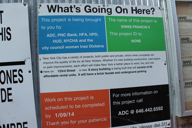 Residents from Ennis Frances Houses on 124th Street will move in to the building when it is completed.