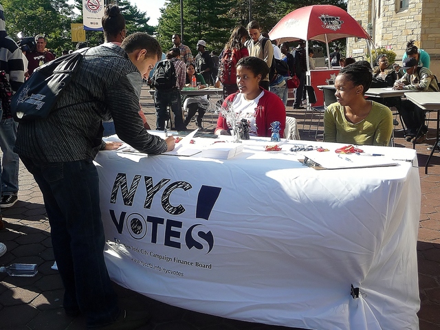 Tuesday's  event was organized by NYC Votes!, a voter engagement campaign run by the city's Campaign Finance Board.