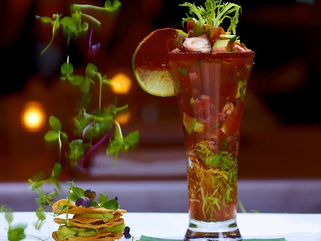 <p>Customers looking for a gourmet morning-after brunch can try Crema's octopus ceviche.</p>
