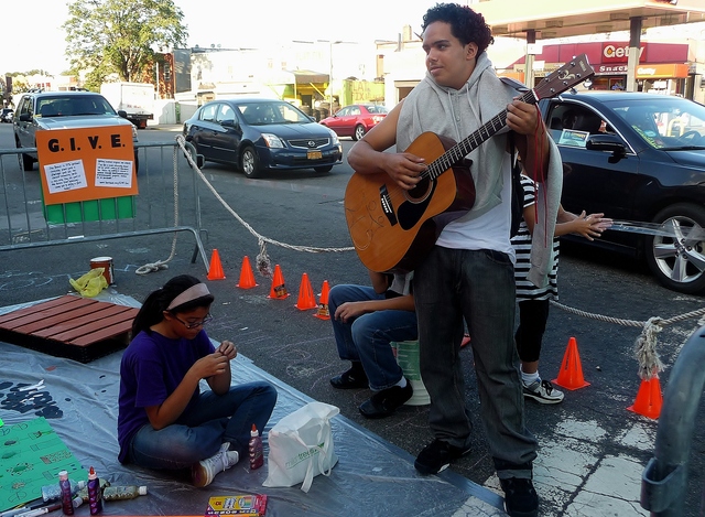 A group of Bronx residents converted a parking space at Westchester and Bronx River Avenues into a temporary public 