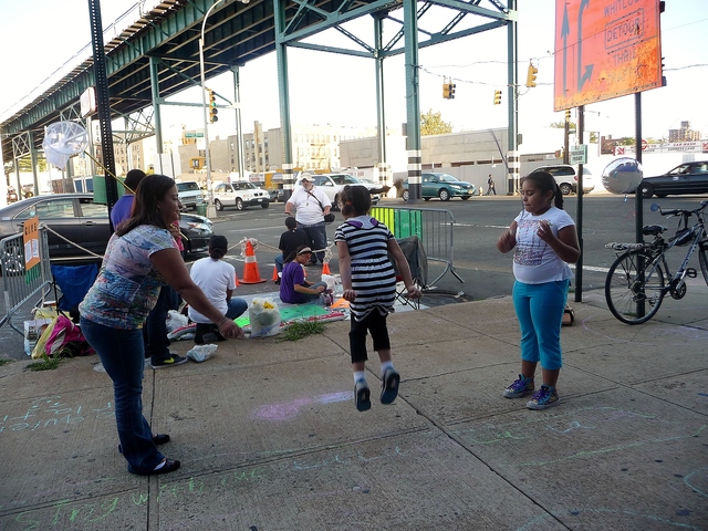 The group spent the afternoon jumping rope, coloring, playing games and doing other typical 
