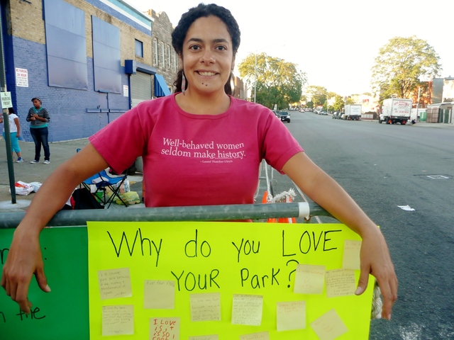 G.I.V.E. founder Nilka Martell asked participants to write down the reason they love their community park.