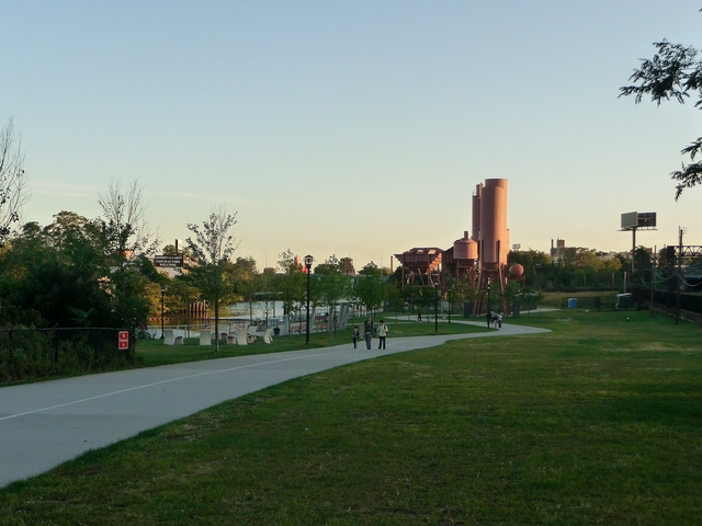 The group said it participated in Park(ing) Day to raise awareness about the Bronx's many riverfront parks, like Concrete Plant Park, shown here. 