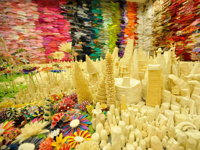Danny Scheible used only masking tape to create a fantasy landscape.